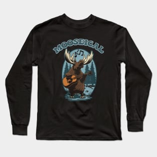 Mooseical - Musical Moose with a Acoustic Guitar Long Sleeve T-Shirt